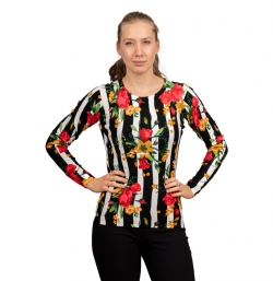 Pullover "Längststreifen Blumenprint" 